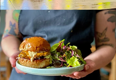 Boho Baja burger presented by the kitchen team