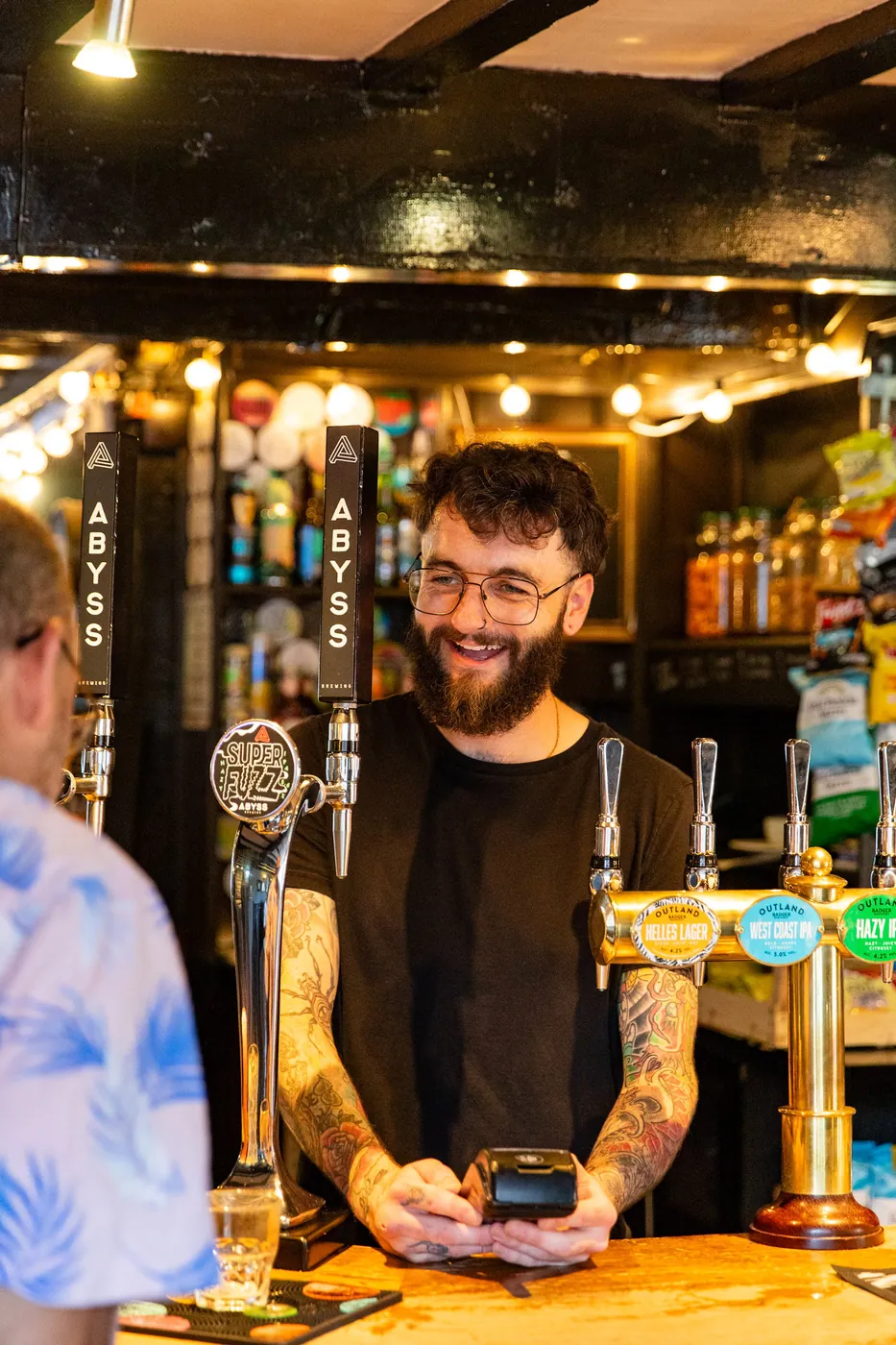 Behind the bar at The Pelham Arms